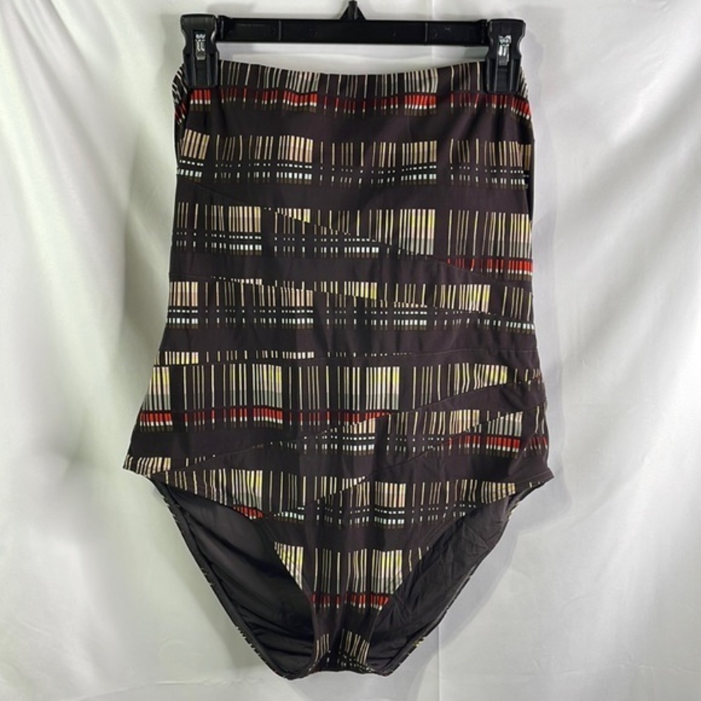 Calvin Klein gray geometric, print, strapless, one piece swimsuit